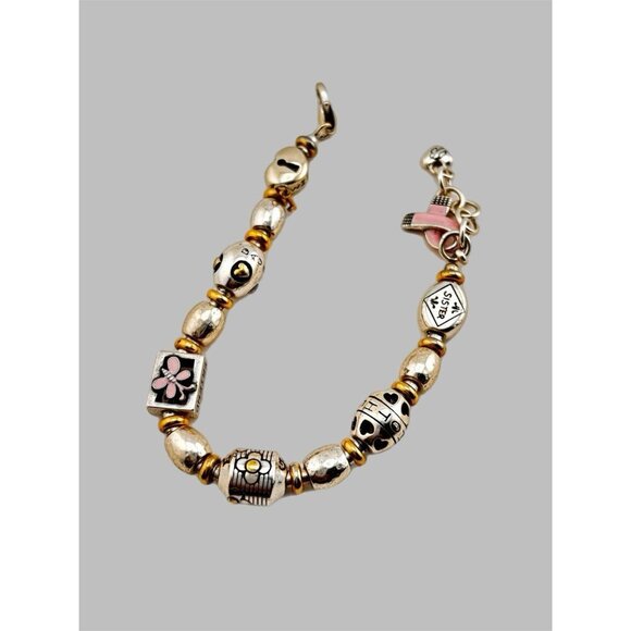 Brighton Power of Pink Breast Cancer Beaded Butterfly Ribbon Key Bracelet NWT - Picture 3 of 4